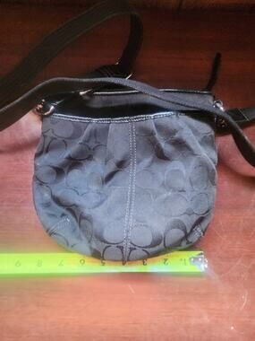 Coach Black Signature Jacquard Crossbody Bag Leather Trim
